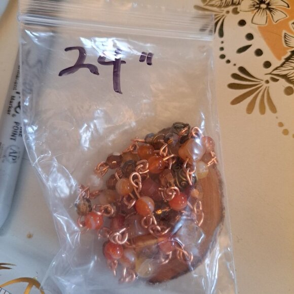 Handmade Carnelian/Agate Necklace 24" - Picture 5 of 5